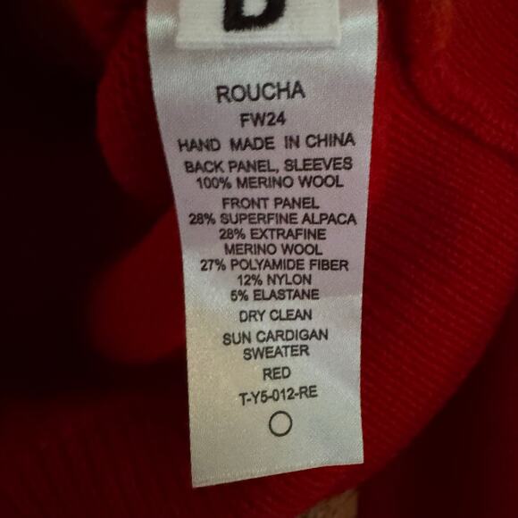 Roucha Cardigan Sweater Sun Swirl Crop Knit Artsy Arttowear Winter Fall Size D - Picture 8 of 11